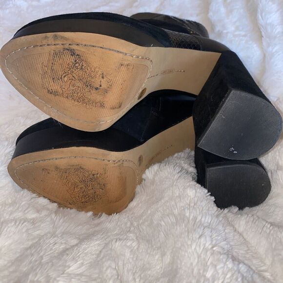 Vince Camuto Leather Gilisama Black Suede Platform Ankle Boots Shoes Size 7 - Picture 7 of 8